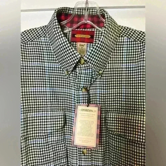 NWT Braeval men’s size M Tiera button down with pocket square - Picture 3 of 12